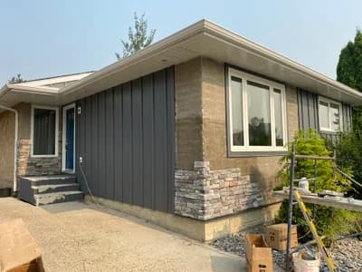 Residential stone veneer installation