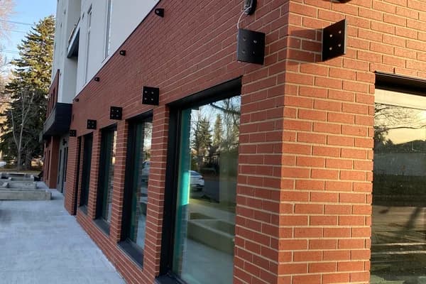 Commercial red brick facade