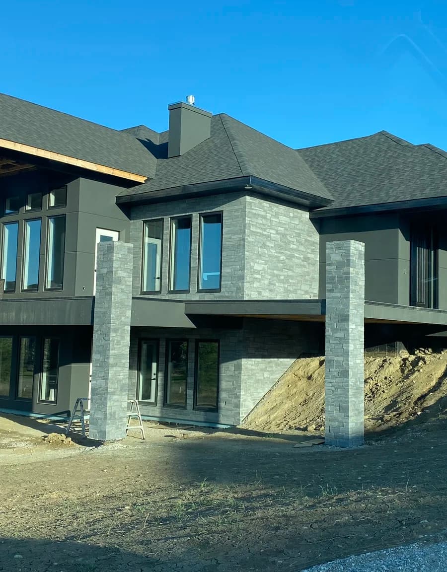 Modern grey stone mansion